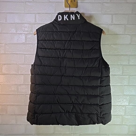 DNKY Women's Black Button-Down Puffer Vest Size Large - Picture 4 of 6